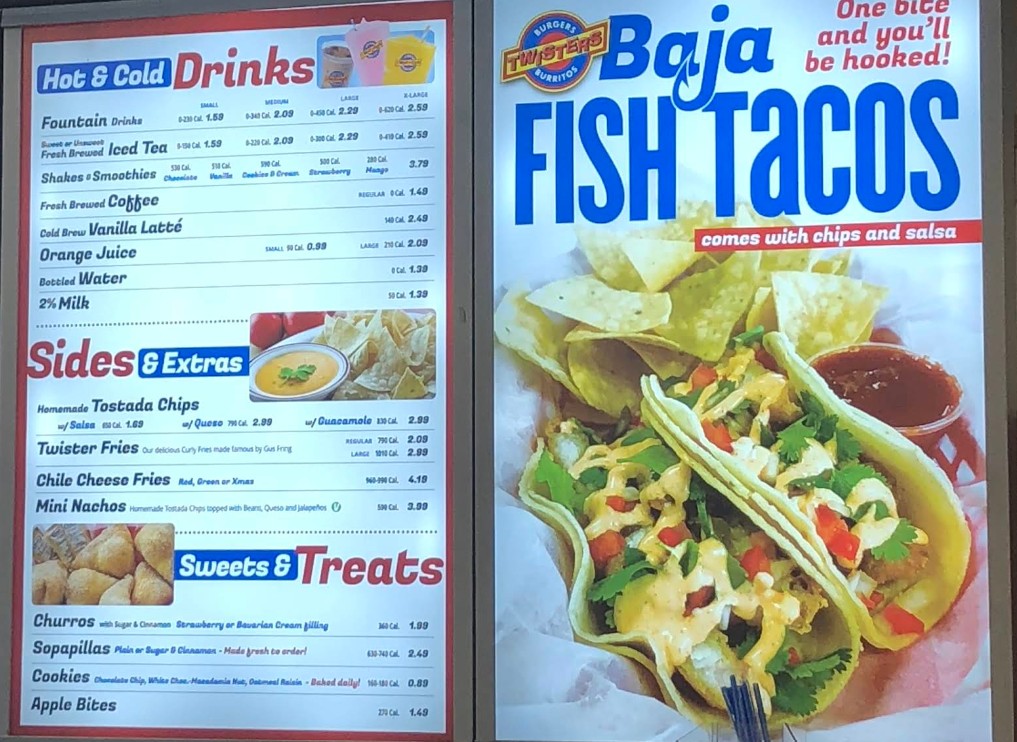 Twisters Burgers and Burritos Restaurant Menu
